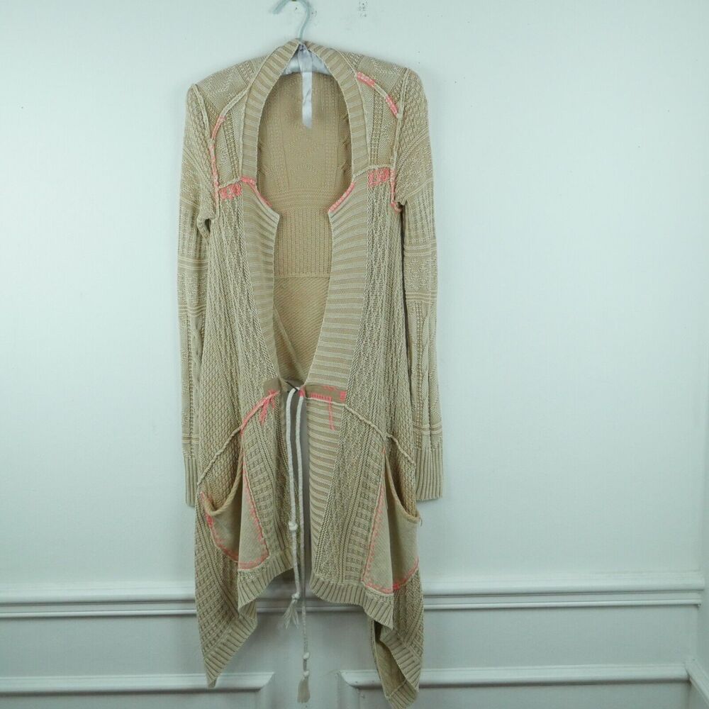 Free People All Washed Out Cardigan‎ XS Chunky Knit Fairy Grunge Boho Asymmetric